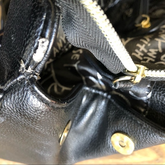 Betsey Johnson black quilt shoulder bag animal print with  bow - Picture 12 of 13